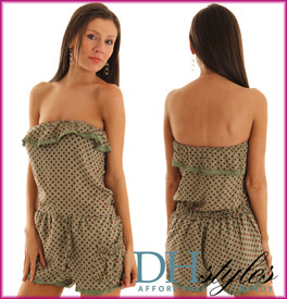 Girly Strapless Polka Dot Shorts Romper