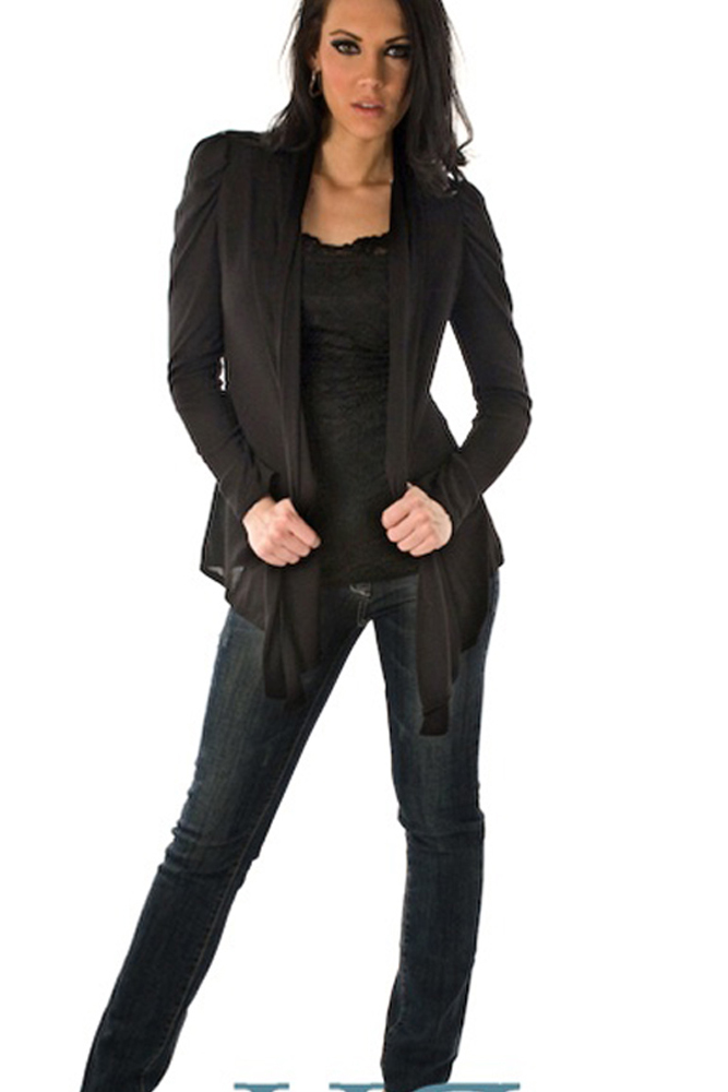 DHStyles.com DHStyles Women's Black Lightweight Ombre Mesh Back Cardigan - Large