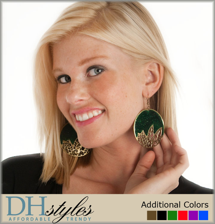 DHStyles.com DHStyles Women's Stylish and Sparkling Faux Enamel Disc Earrings - Brown