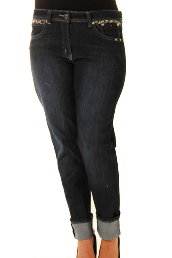 DHStyles.com DHStyles Women's Blue Sassy Denim Cheetah Print Plus Size Jeans - 16