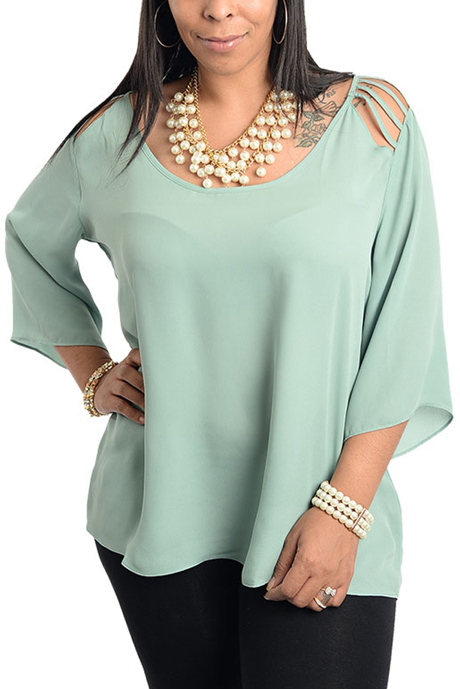 DHStyles.com DHStyles Women's Sage Plus Size Chic Open-Back Cold-Shoulder Top - 2X