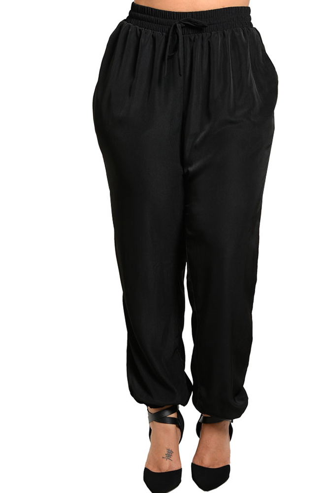 DHStyles.com DHStyles Women's Black Plus Size Sexy Chic  Draw String Waist Flowy Pants