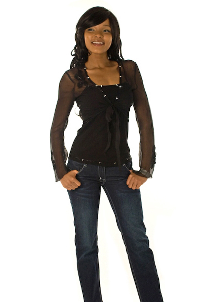 DHStyles.com DHStyles Women's Black Two-Piece Set Sheer Silk Cami/Shrug Top - Medium