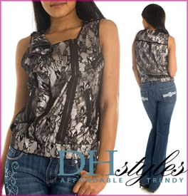 Edgy Asymmetrical Zippers and Lace Shell Top