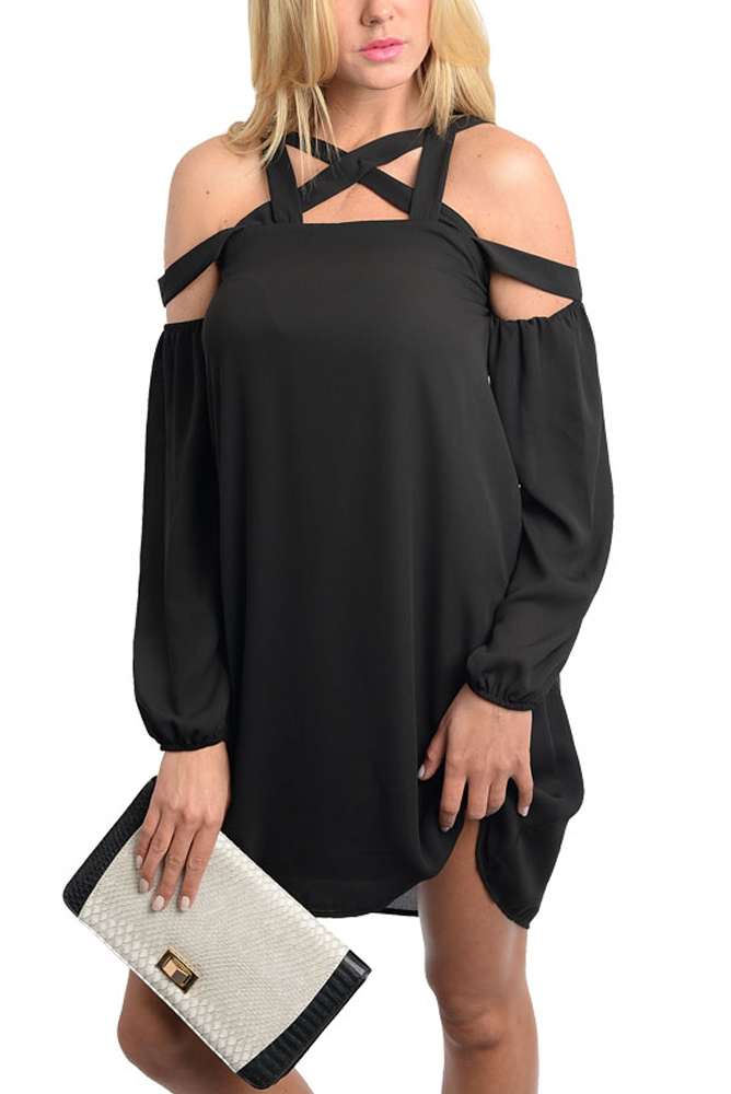 DHStyles.com DHStyles Women's Black Sexy Cold Shoulder Bandage Party Dress