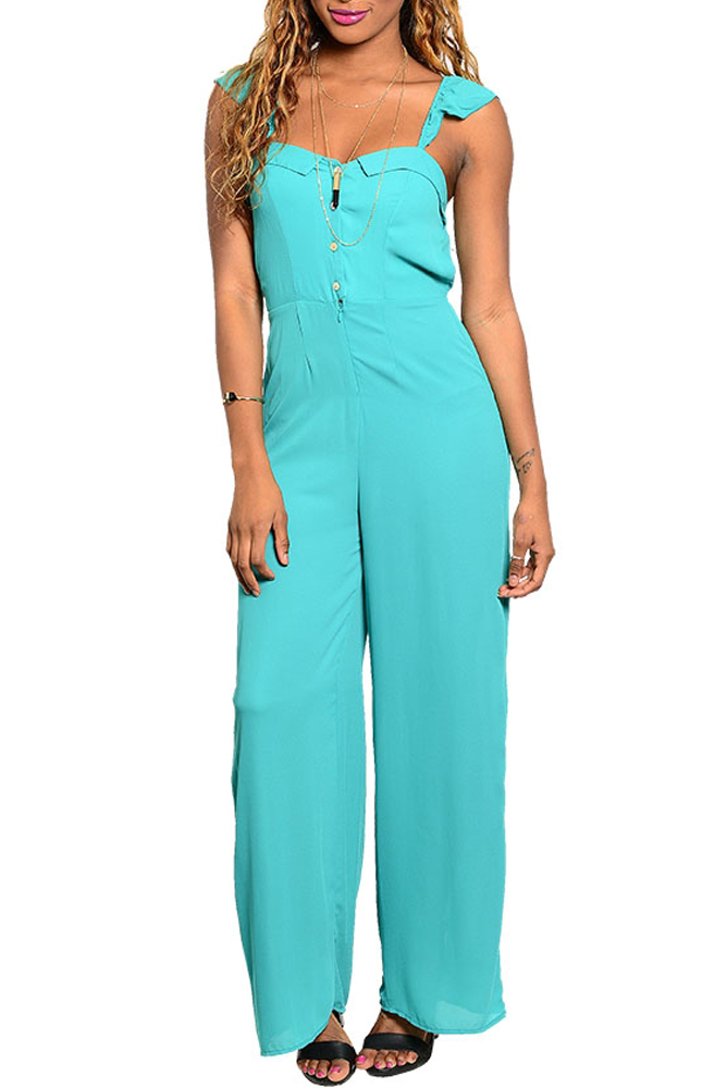 DHStyles.com DHStyles Women's Jade Trendy Sweetheart Neckline Wide Leg Full Length Romper - Small