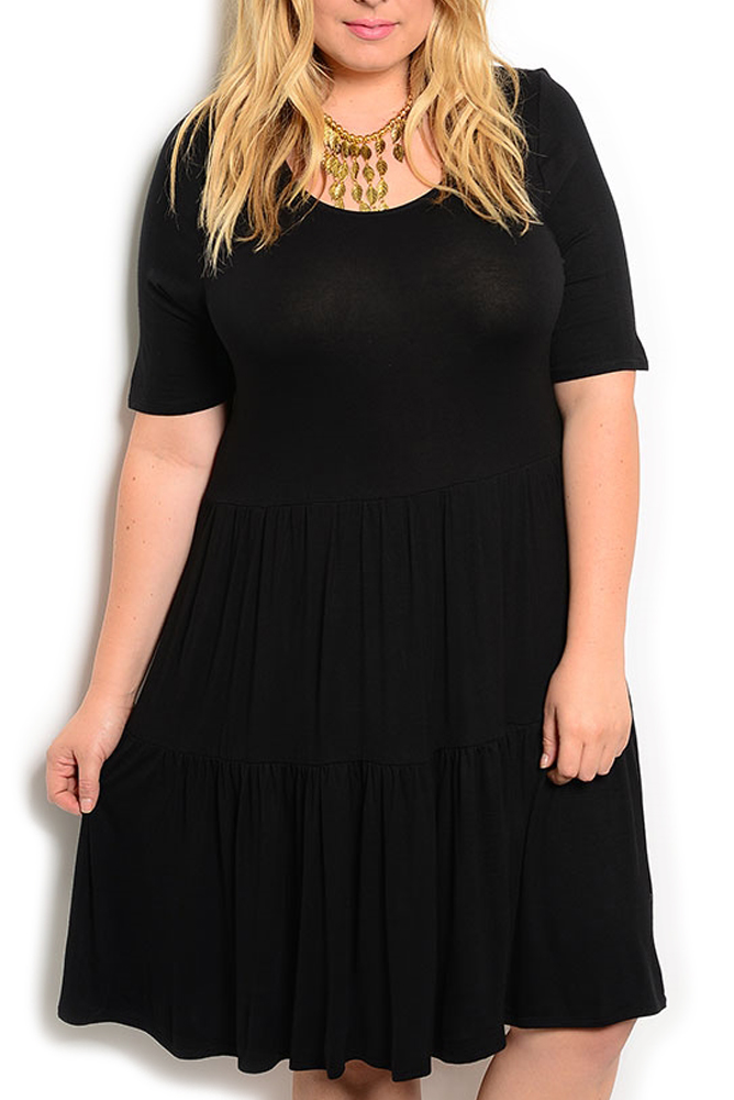 DHStyles.com DHStyles Women's Black Plus Size Trendy Classy Flowy Sheer Soft Knit Date Dress - 1X Plus