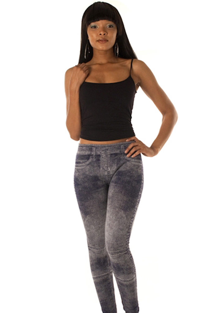 DHStyles.com DHStyles Women's Navy Acid Wash 80S Style Jegging